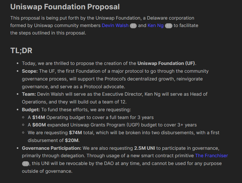 Предложение Uniswap Foundation вызывает неоднозначную реакцию из-за ценника в 74 миллиона долларов