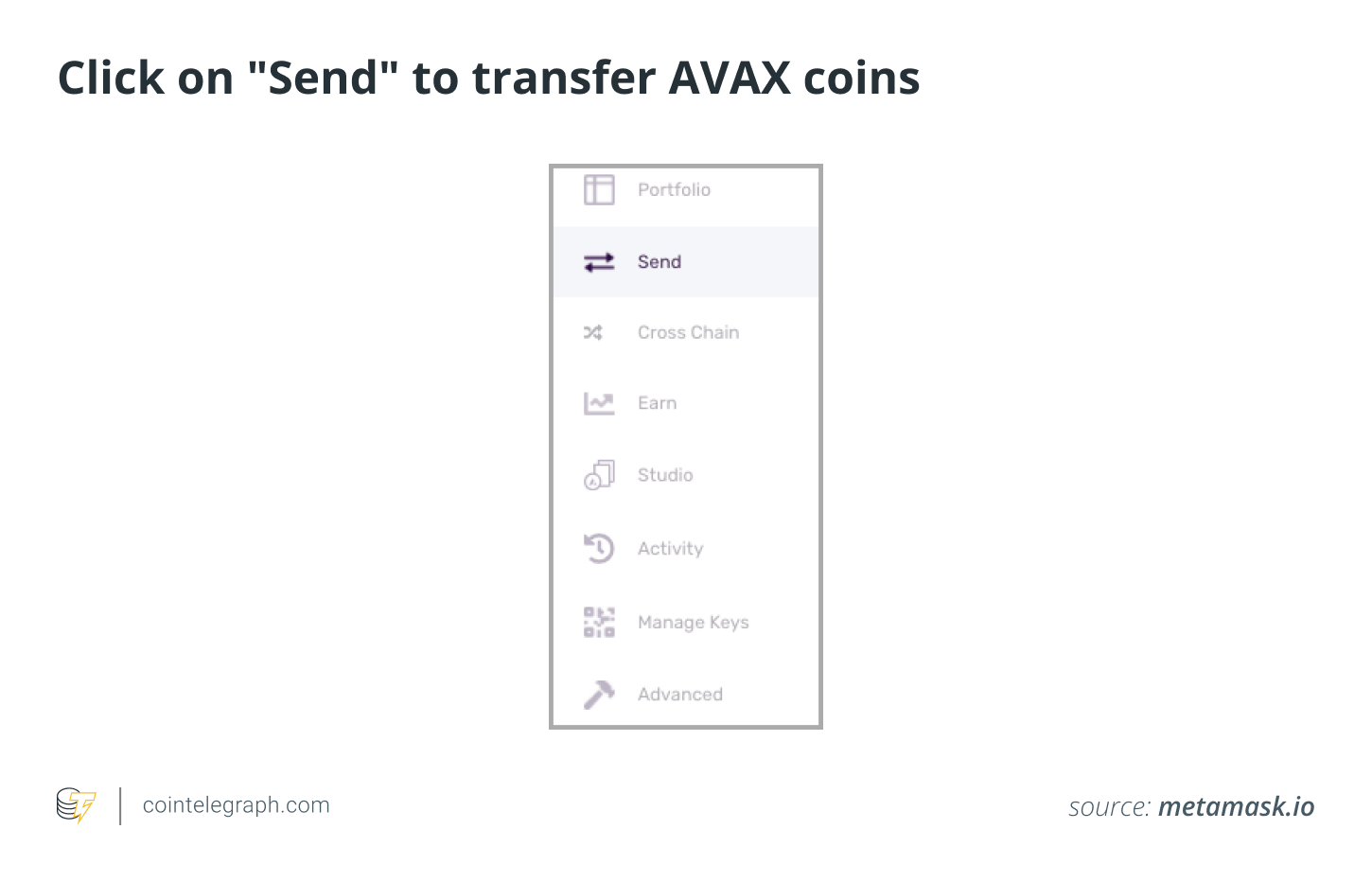 Нажмите _Отправить_, чтобы перевести монеты AVAX