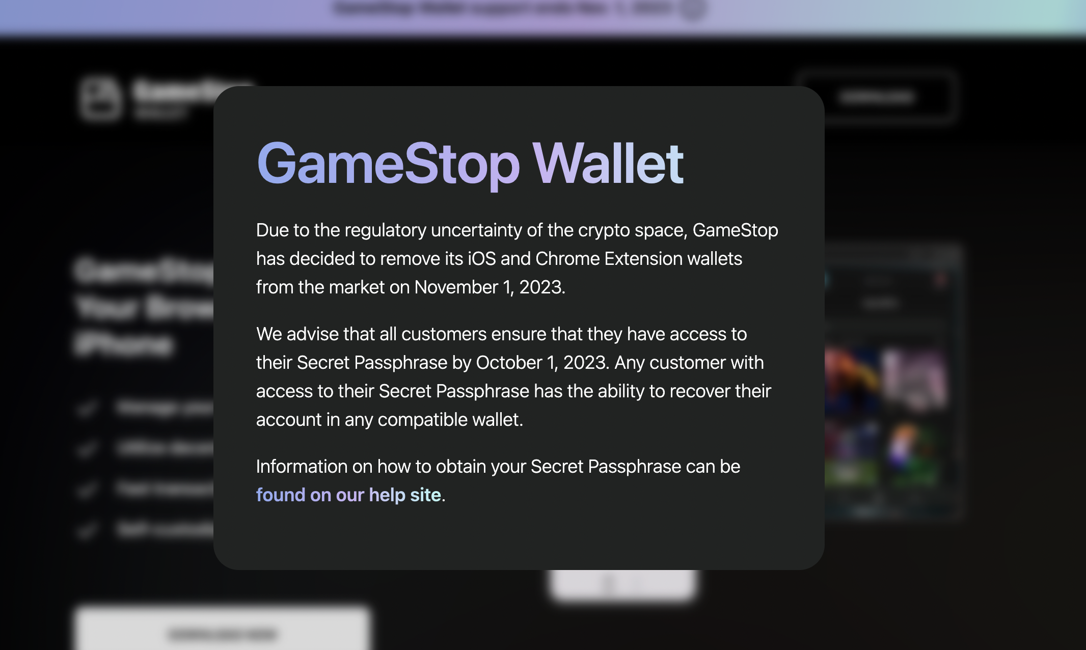 GameStop прекратит поддержку своих криптокошельков, сославшись на «нормативную неопределенность»