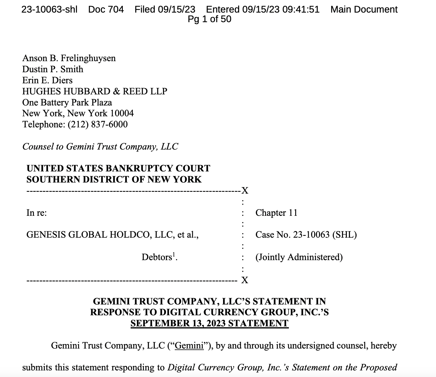 Команда юристов Gemini обвиняет DCG в «газовом освещении» кредиторов Genesis