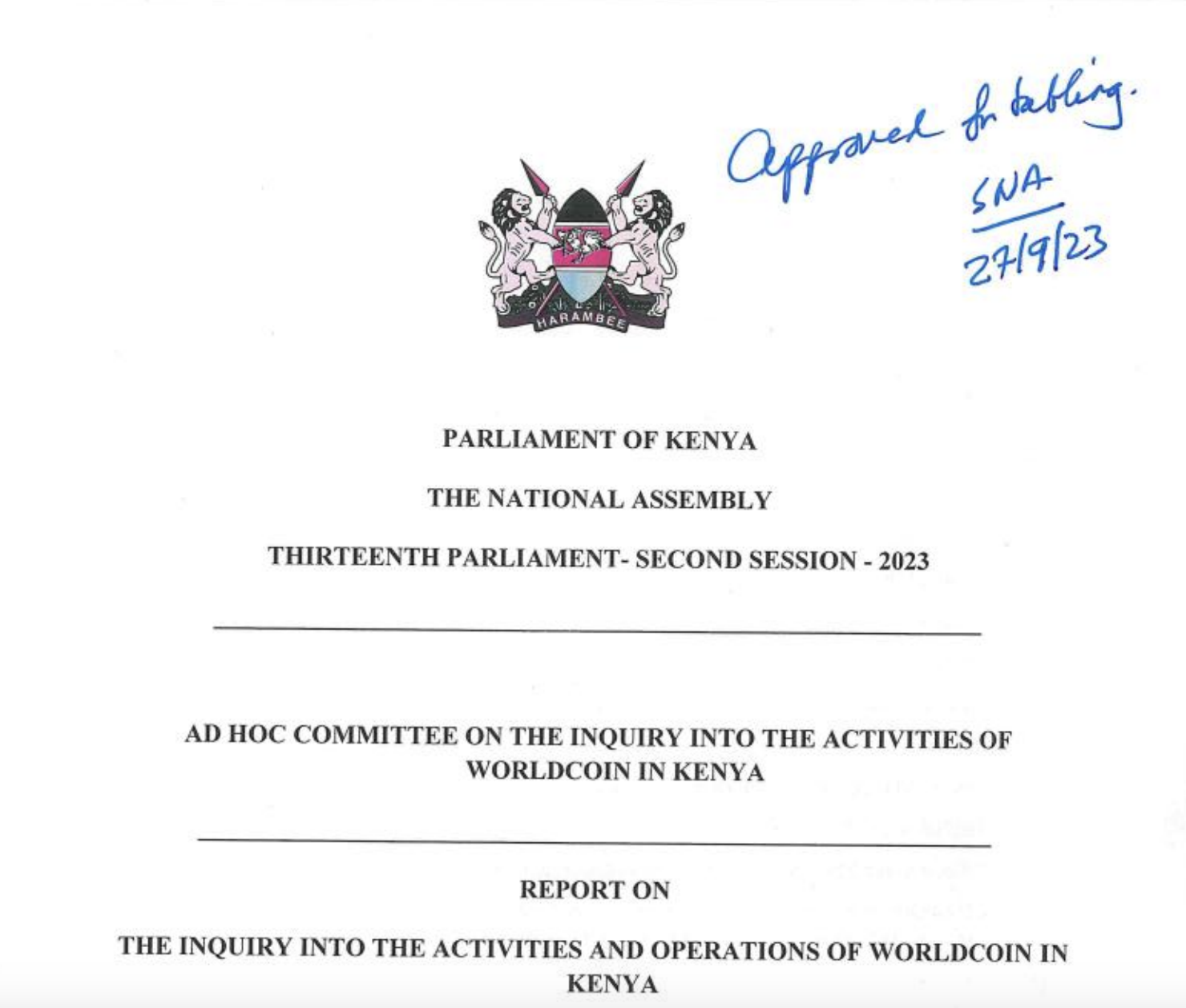 Парламентский комитет призывает закрыть Worldcoin в Кении