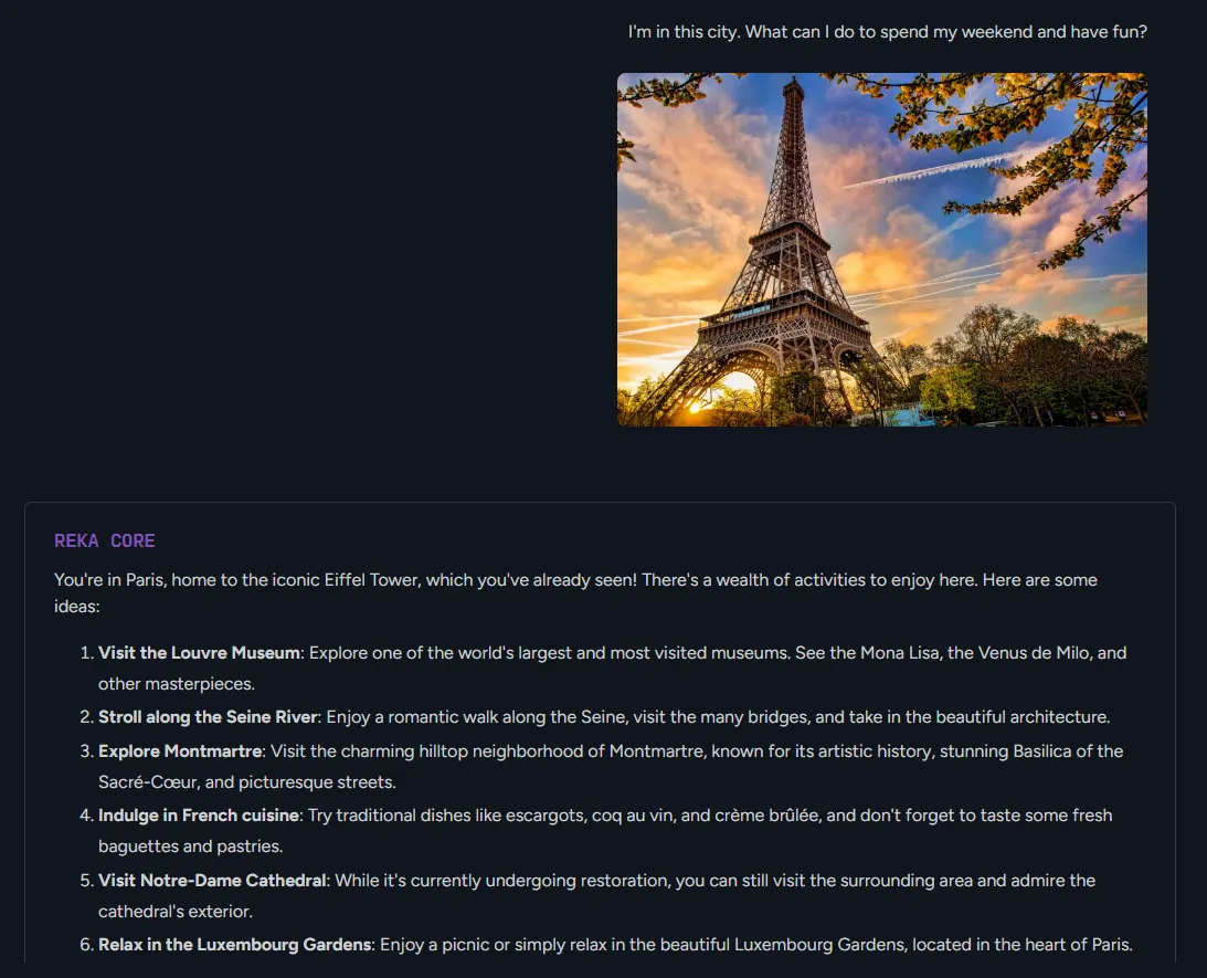 Reka Core определяет, что пользователь находится в Париже по фотографии